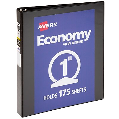 - New 1 White Binder 5741 Avery 3 Economy View 3 Ring Binder Round Ring Holds 8.5 x 11 Paper